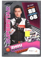 2022 Topps Formule 1Turbo Attax F1 Superstars 316 Zhou Guanyu (Alfa Romeo)