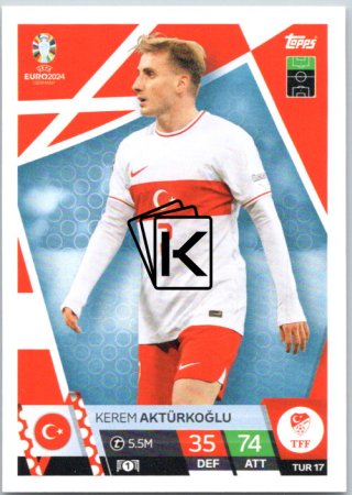 fotbalová karta Topps Match Attax EURO 2024 TUR17 Kerem Aktürkoğlu (Turkey)