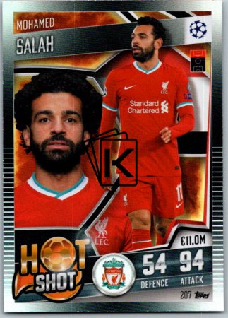 fotbalová kartička 2020-21 Topps Match Attax 101 Champions League Hot Shot 207 Mohamed Salah Liverpool