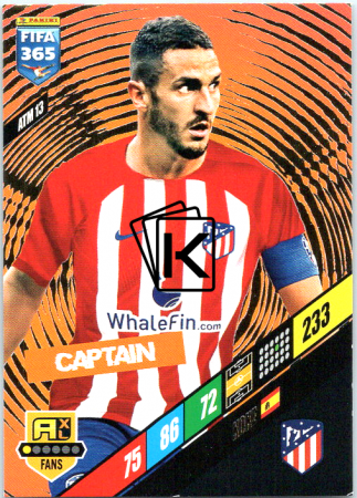 fotbalová karta Panini FIFA 365 2024 Adrenalyn XL ATM13 Koke Atlético de Madrid Captain