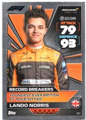 2022 Topps Formule 1Turbo Attax F1 Record Breakers 287 Lando Norris (McLaren)