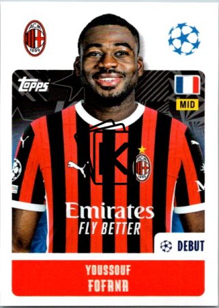2024-25 Topps Champions League 34 Youssouf Fofana (AC Milan)