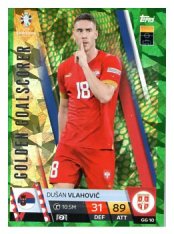 fotbalová karta Topps Match Attax EURO 2024 Green parallel GC10 Dušan Vlahovič (Serbia)