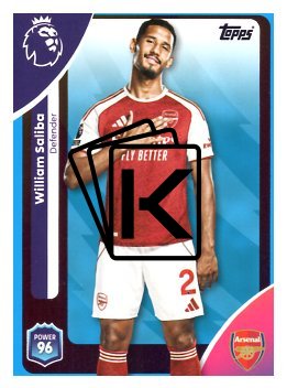 fotbalová kartička 2025-26 Topps  Premier League 3 William Saliba (Arsenal)-PARALLEL Blue