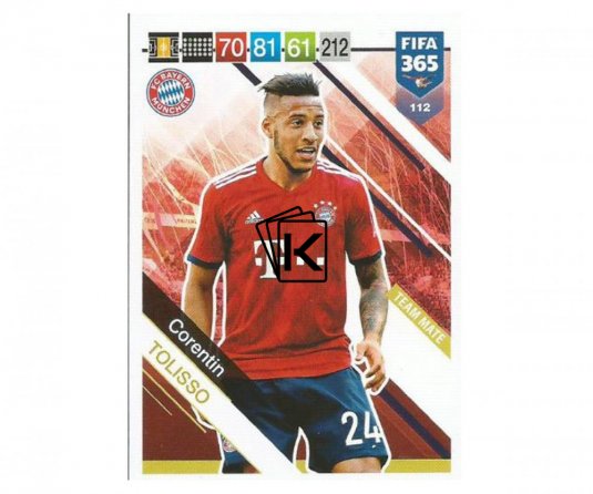 Fotbalová kartička Panini FIFA 365 – 2019 Team Mate 112 Corentin Tolisso FC Bayern Munchen