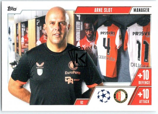 2023-24 Topps Match Attax EXTRA UEFA Club Competition Managers 62 Arne Slot (Feyernoord)