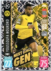 fotbalová kartička 2021-22 Topps Match Attax UEFA Champions Next Gen 189 Youssoufa Moukoko Borussia Dortmund