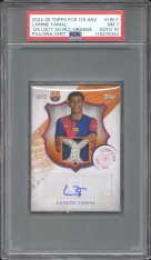 Gradovaná karta 2024-25 Topps FC Barcelona 125th Anniversary 125 Legacy Autograph Relic Orange #LRLY Lamine Yamal /25 PSA 7 / Auto 10