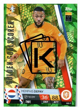 fotbalová karta Topps Match Attax EURO 2024 Green parallel GC7 Memphis Depay (Netherlands)