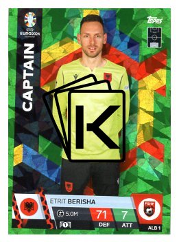 fotbalová karta Topps Match Attax EURO 2024 Green parallel ALB1 Etrit Berisha (Albania)