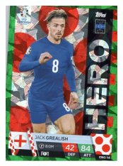 fotbalová karta Topps Match Attax EURO 2024 Green parallel Hero ENG 14 Jack Grealish (England)