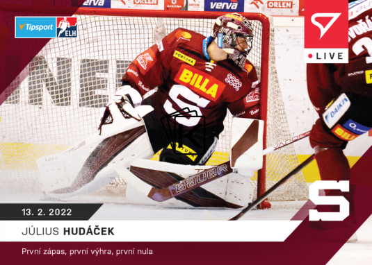 Hokejová kartička SportZoo 2021-22 Live L-100 Julius Hudáček HC Sparta Praha /86