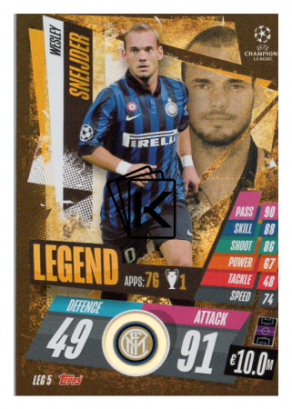fotbalová kartička Topps Match Attax Champions League Match Attax Legend LEG5 Wesley Sneijder Inter Milan