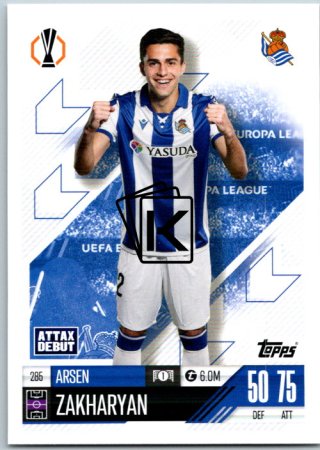 fotbalová kartička 2024-25 Topps Match Attax UEFA Club Competitions 285 Arsen Zakharyan (Real Sociedad de Futbol)  -  Attax Debut
