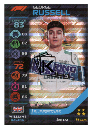 2020 Topps Formule 1 Turbo Attax 172 Race Superstar George Russel Williams