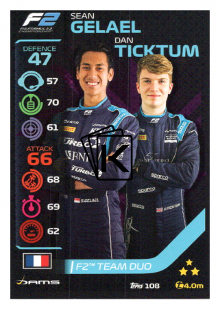 2020 Topps Formule 1 Turbo Attax 108 Team Duo F2 Sean Gelael & Dan Ticktum
