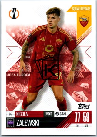 Fotbalová kartička 2024-25 Topps Match Attax EXTRA UEFA Club Competitions Squad Update 35.  Nicola Zalewski (AS Roma)