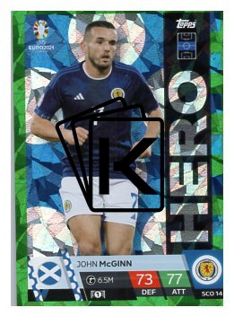 fotbalová karta Topps Match Attax EURO 2024 Green parallel Hero SCO14 John McGinn (Scotland)