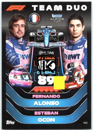 2022 Topps Formule 1Turbo Attax F1 Team Duo160 Fernando Alonso / Esteban Ocon (Alpine)
