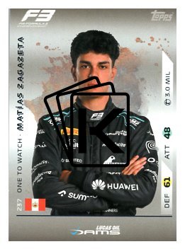 2025 Topps Turbo Attax F1 DAMS Lucas Oil F3 Ones to Watch HP 237 Matias Zagazeta