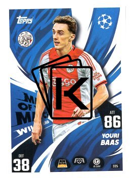 fotbalová kartička 2025-26 Topps Match Attax UCC 335 Youri Baas (AFC Ajax)