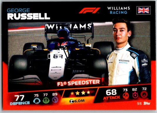 2021 Topps Formule 1 Turbo Attax 93 Speedster George Russell Williams Racing