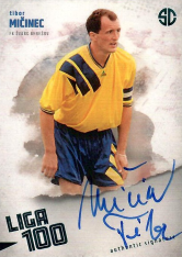 podepsaná karta 2025 Supr Cards Liga 100 MI-TIB Tibor Mičinec FK Švarc Benešov turquoise /5