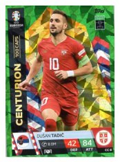 fotbalová karta Topps Match Attax EURO 2024 Green parallel Centurion CC 8 Dušan Tadič (Serbia)