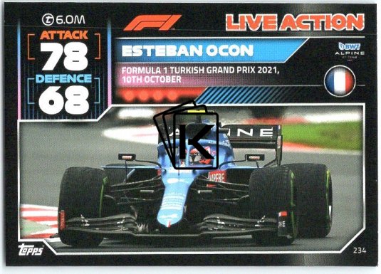 2022 Topps Formule 1Turbo Attax F1 Live Action 2021 234 Esteban Ocon (Alpine)