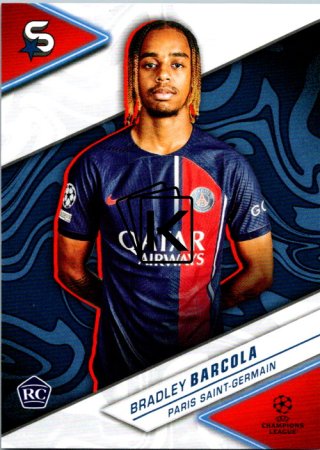 Fotbalová kartička 2023-24 Topps Superstars UEFA Club Competitions 180 Bradley Barcola (Paris Saint-Germain) – RC