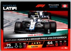 2021 Topps Formule 1 Turbo Attax Live Action 136 Nicholas Latifi Williams