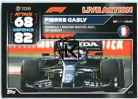 2022 Topps Formule 1Turbo Attax F1 Live Action 2021 214 Pierre Gasly (Scuderia AlphaTauri)
