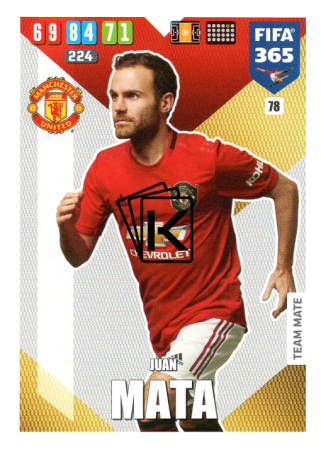 Fotbalová kartička Panini Adrenalyn XL FIFA 365 - 2020 Team Mate 78 Juan Mata Manchester United