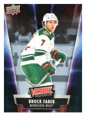 hokejová kartička 2023-24 UD National Card Day V-17 Victory Rookie Brock Faber Minnesota Wild