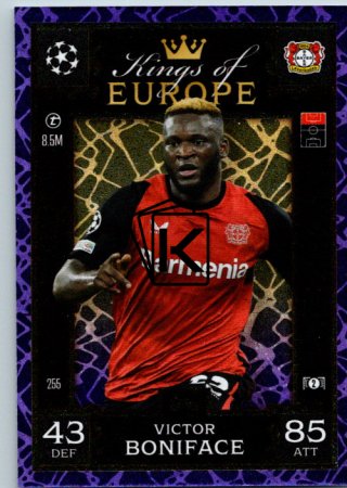 Fotbalová kartička 2024-25 Topps Match Attax EXTRA UEFA Club Competitions Kings of Europe 255.  Victor Boniface (Bayer 04 Leverkusen)