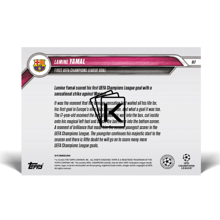 2024 Topps Now UCL 17 Lamine Yamal FC Barcelona - First UEFA Champions League goal