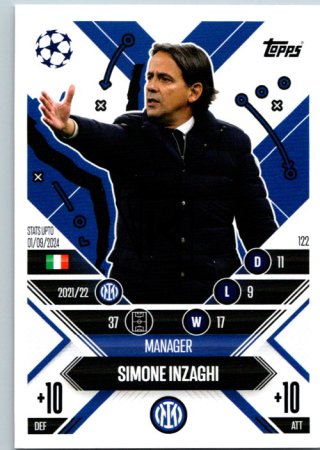 Fotbalová kartička 2024-25 Topps Match Attax EXTRA UEFA Club Competitions Manager Career 122.  Simone Inzaghi (FC Internazionale Milano)