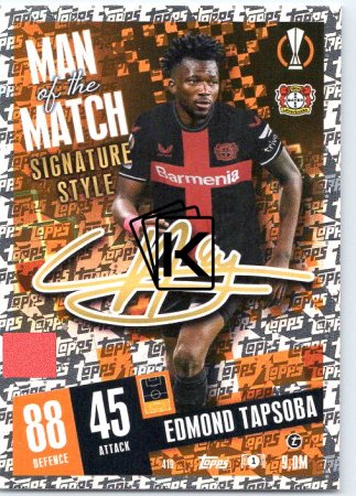 Fotbalová kartička 2023-24 Topps Match Attax UEFA Club Competitions  Man of the Match Signature Style  419	Edmond Tapsoba	Bayer 04 Leverkusen