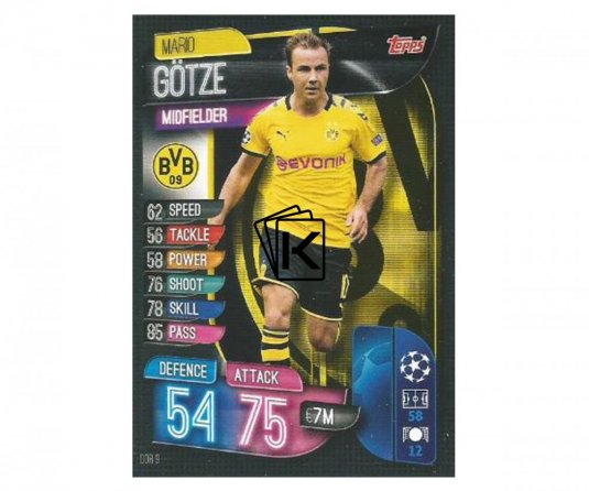 Fotbalová kartička 2019-2020  Topps Champions League Match Attax -  Borussia Dortmund - Mario Gotze 9