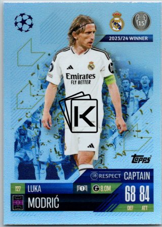 fotbalová kartička 2024-25 Topps Match Attax UEFA Club Competitions 127 Luka Modric (Real Madrid CF)  -  Captain