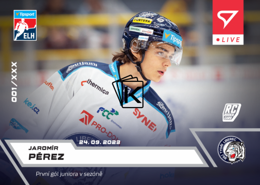 Hokejová kartička SportZoo 2023-24 Live L-04 Jaromír Peréz HC Bílí Tygři Liberec RC