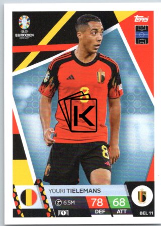 fotbalová karta Topps Match Attax EURO 2024 BEL11 Youri Tielemans (Belgium)