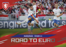 fotbalová kartička 2024 SportZoo Hrdí Lvi Road to EURO RE-10 Adam Hložek - Maďarsko - Česko 1:1