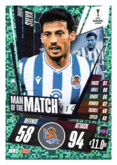 fotbalová kartička 2020-21 Topps Match Attax Champions League Extra Man of the Match MOTM11 David Silva Real Sociedad de Fútbol
