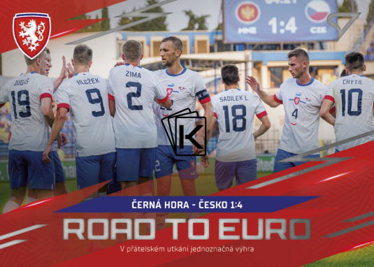 fotbalová kartička 2024 SportZoo Hrdí Lvi Road to EURO RE-07 Černá Hora - Česko 1:4