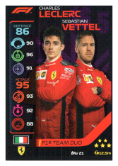 2020 Topps Formule 1 Turbo Attax 21 Team Duo Charles Leclerc & Sebastian Vettel Scuderia Ferrari Team