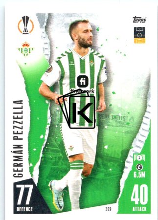 Fotbalová kartička 2023-24 Topps Match Attax UEFA Club Competitions 309 Germán Pezzella Real Betis Balompie