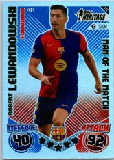 Fotbalová kartička 2024-25 Topps Match Attax EXTRA UEFA Club Competitions Topps Heritage - Man of the Match 274 Robert Lewandowski (FC Barcelona)