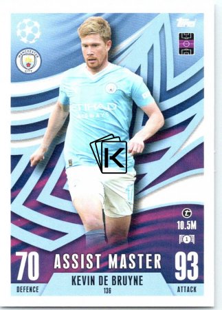 2023-24 Topps Match Attax EXTRA UEFA Club Competition Assist Master 136 Kevin De Bruyne (Manchester City)