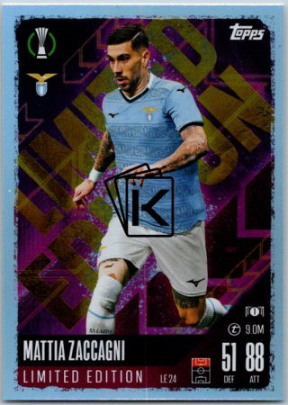fotbalová kartička 2024-25 Topps Match Attax UEFA Club Competitions Limited Edition LE24 Mattia Zaccagni (SS Lazio)